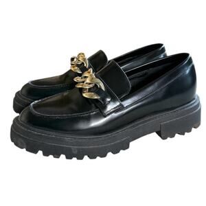 Steve Madden Makira Chunky Chain Loafer Black Platform Lug Sole Women’s 9